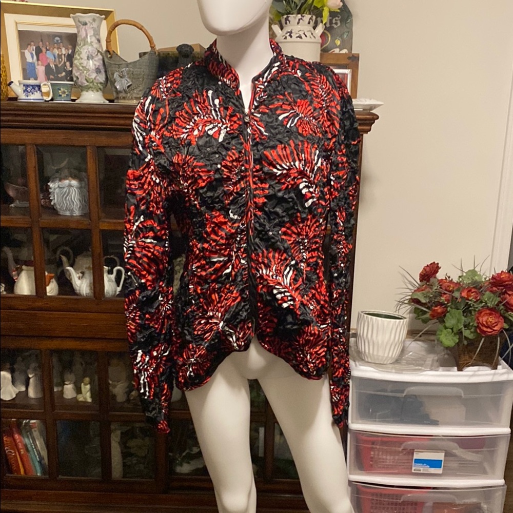 MSK Red and Black Floral Jacket